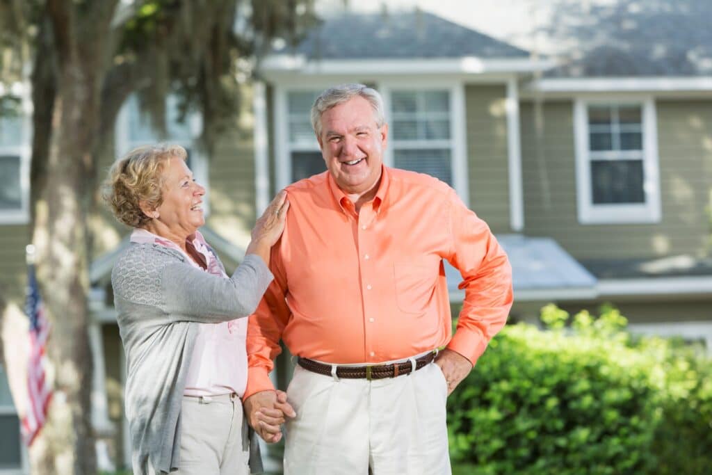 Two seniors in their new house