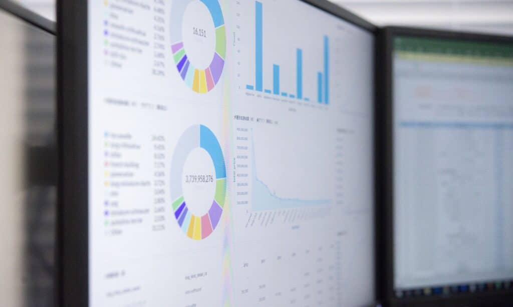 graphs and charts displayed on a computer screen for data analysis.